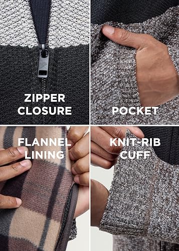 CULTURA AZURE Classic Fit Full Zip Mock Neck Long Sleeve Knit Sweater with Fleece Lining4