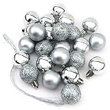 24 kleine mini Weihnachtskugeln Kugeln Weihnachten Baumschmuck Silber (Silber)