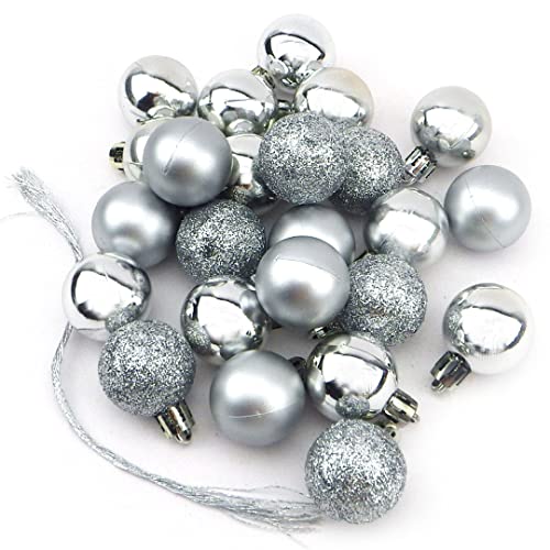 24 kleine mini Weihnachtskugeln Kugeln Weihnachten Baumschmuck Silber...