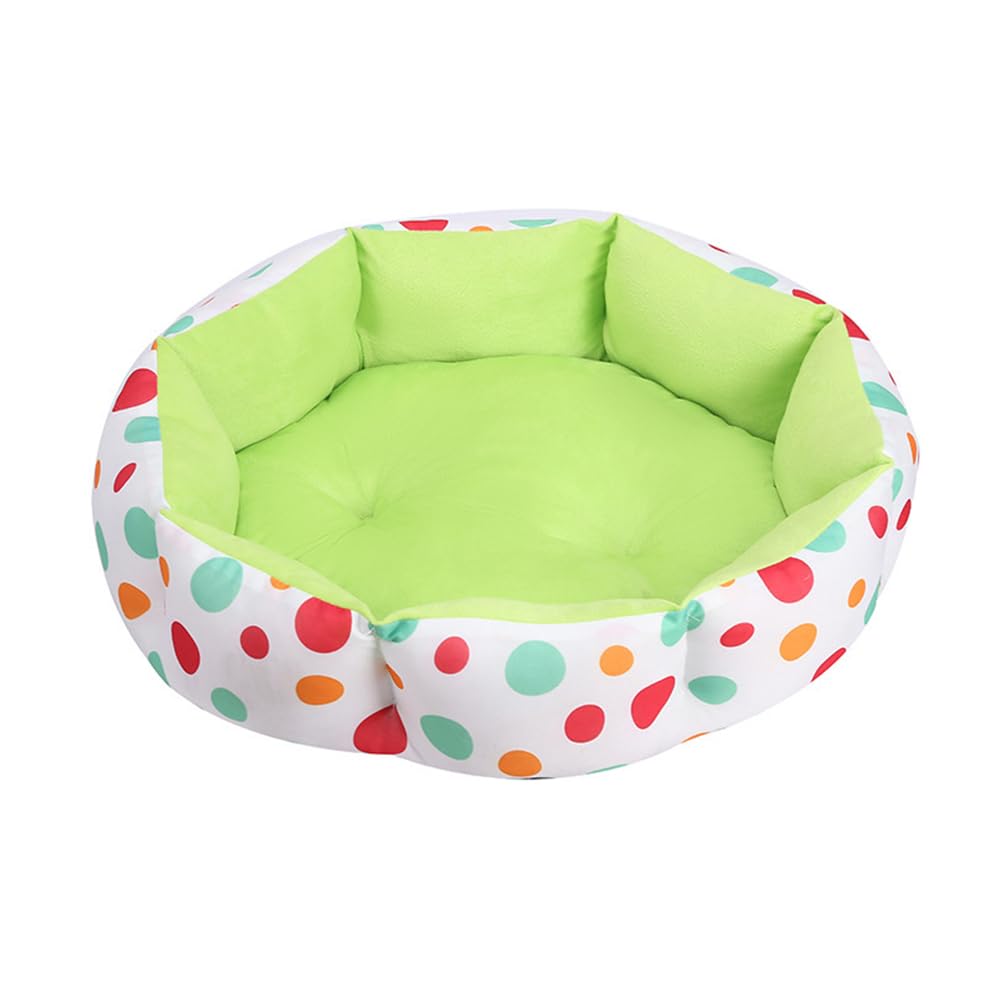 DOTBUY-SHOP Dog Bed Washable, Cat Bed Felt Donut Dog Bed, Pet Bed With Slip-Resistant Bottom, Orthopedic Dog Beds Gift for Small Dogs and Cats (S,Green Dot)