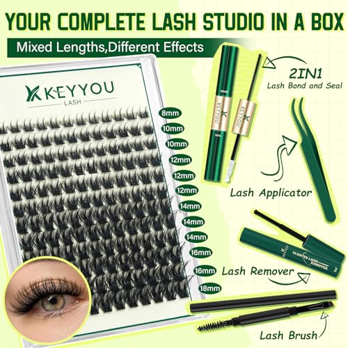 Image of KEYYOU Lash Clusters Kit Textured Volume Clusters for Bold Glam