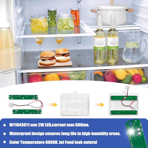 Image of W11043011 Refrigerator Bulb Replacement - for Kenmore, Maytag and Compatible - LED 40W Equivalent, Cool White 6000K, Easy Installation (1 Piece Set) (W11043011)