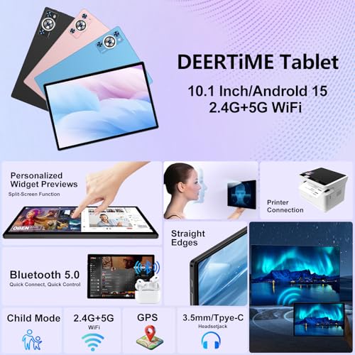 Image of Android 15 Tablet 30GB RAM 128GB ROM 2TB TF, 2026 Electronics Tablets 10 Inch 8000mAh with Keyboard Mouse, 2.0GHz, 5G WiFi, BT 5.0, GMS Certified, Dual Camera, Gemini AI - Metal Black