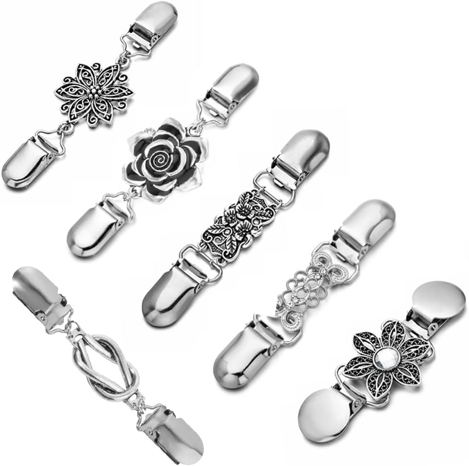 4 Pièces Clip De Cardigan, Clips Pull Vintage, Cardigan Clip, Châle Pince, Antique Écharpe Clip, Cardigan Épingle Pour Femmes Filles Pour Cardigans, Capes, Robes, Chemises (Coloré
