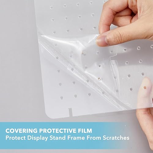 Vista 4 de Soporte de exhibición de aretes de acrílico con 112 agujeros, elegante organizador de aretes rectangular inclinado, soporte portátil para aretes