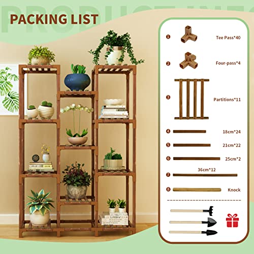Bopuroy Plant Stand Indoor Outdoor - 11 Tier Large Wood Plants Shelf Holder Flower Stands - Corner Vertical Shelves Organizer For Garden Patio Lawn Balcony Living Room #TOP5