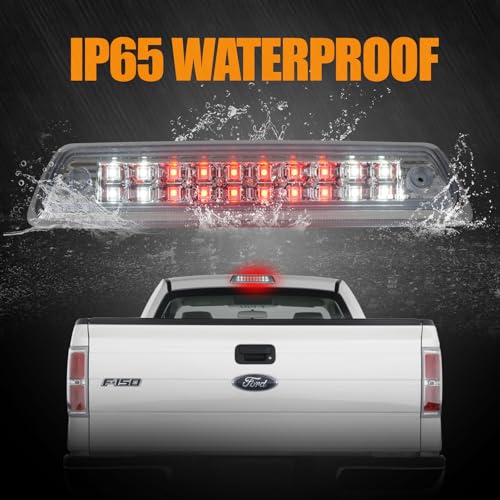 Image of Third 3rd Brake Light LED High Mount Stop Light for 2009-2014 Ford F150, 10-14 Lincoln Mark LT, Rear Center Cab Roof Tail Cargo Lamp, NOT FIT SVT Raptor&Models with Hill Descent Control (Chrome)