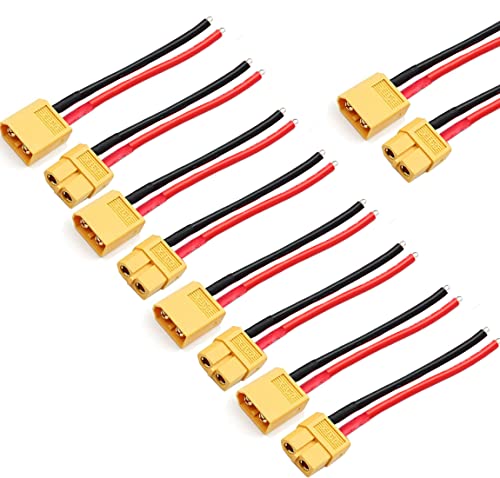ZHOFONET 5 Pairs XT90 Pigtail,XT90 Male and Female Plug,XT90 Connector Adapter with 10cm 14AWG...