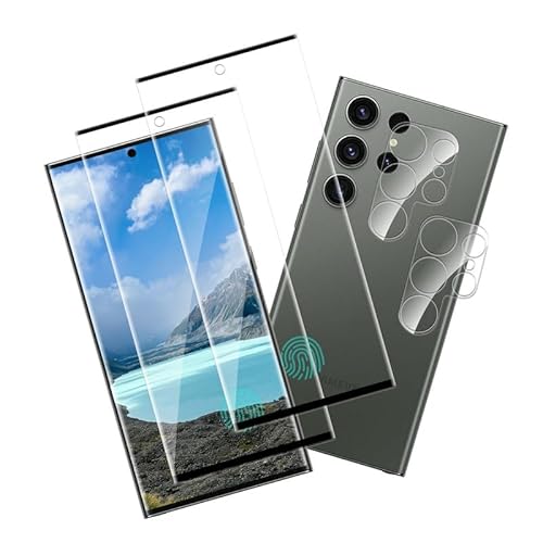 Joywing für 2+2 Stück Samsung Galaxy S23 Ultra Panzerglas und Kameraschutz, für 9H Härte Schutzfolie S23 Ultra 5G Glas F...