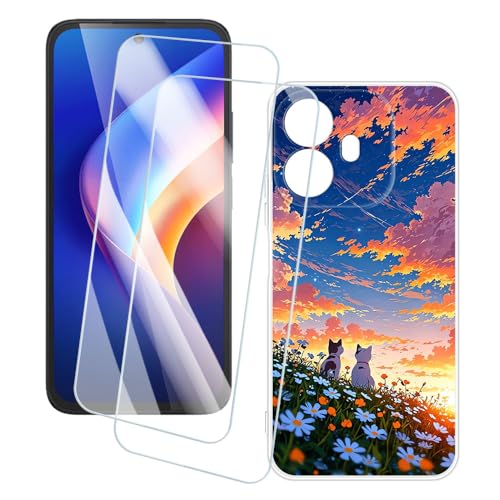 OAGELIM 2�Z�b�g �X�N���[���v���e�N�^�[ + �P�[�X TCL K70 4G T522A (6.75 �C���`) �Ƃ̌݊������� �A�[�e�B�X�e�B�b�N�J�X�^���v�����g�J�o�[�Ƌ����K���X�t�B���� �X�N���b�`�h�~ (�L)