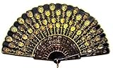Beautiful Lady's Silk Hand Fan with Golden Sequins by Estone