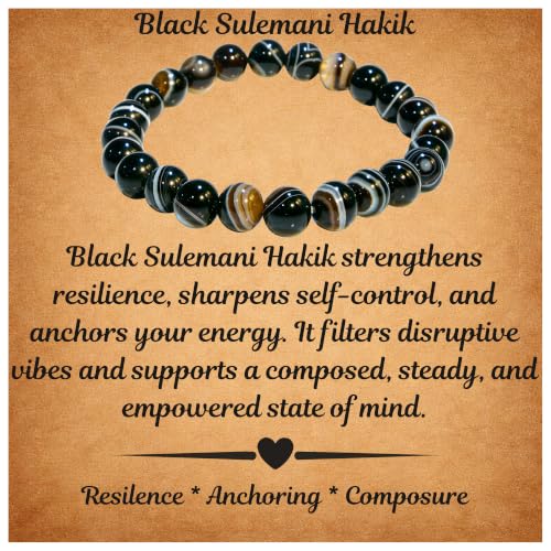 Image of ANAYA AGATE Healing Crystal Bracelet for Women and Men - 8mm Round Beaded Bracelet for Men and Women - Unisex Stretchy Gemstone Bracelet for Healing and Protection