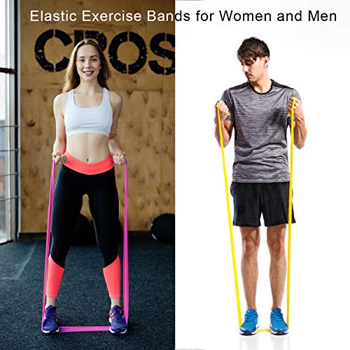Coolrunner 7Ft. Long Latex Free Elastic Flat Exercise Band Set Of 3 With Carry Bag, Wide Fitness Resistance Bands For Pilates, Gym, Physical Therapy, Yoga, Carry Bag, Green & Yellow & Rose Red #TOP6