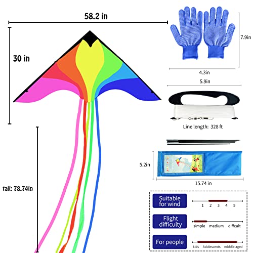 Baitekites Large Phoenix Kite For Kids And Adults，Beach Kites For Adults Outdoor Toys Games And Activities Kites Single Line Kite With Flying Tools And Professional Safety Gloves #TOP2