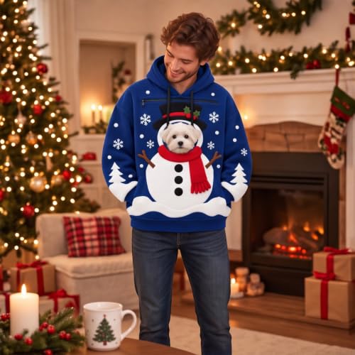 Christmas Pet Carrier Hoodie for Women Winter Snowman Hoodies with Pocket - image 7