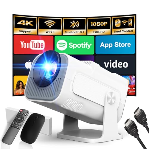 [App Integrada] 2025 Upgraded Proyector Portátil 1920x1080P 4K Supote Videoproyector Dual Control TV...