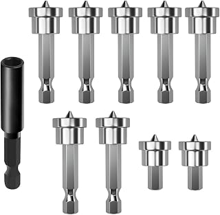 10pcs Drywall Screw Depth Setter PH2 Magnetic Positioning Screwdriver Bits 1/4 Inch Hex Shank Drywall Screw Driver Bit Set with 60mm Extension Socket Drill Bit Holder for Plasterboard