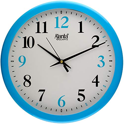 Image of Ajanta Plastic Round Wall Clock (26 cm, Blue)