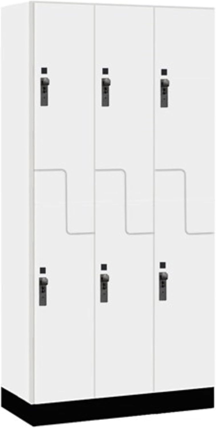 Salsbury Industries 12" Wide Premier Wood Locker-Double Tier 'S' Style-3 Wide-6 Feet High-15 Deep-Arctic White-Black Hasps