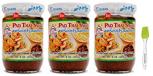 Por Kwan Pad Thai Sauce 8 oz (Pack of 3) Bundle with PrimeTime Direct Silicone Basting Brush in a PTD Sealed Bag