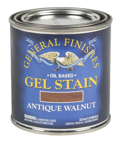 General Finishes Oil Base Gel Stain, 1/2 Pint, Antique Walnu...