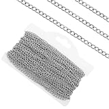 Nogeqi 9M Edelstahl Schmuckkette Silber Kette Gliederkette Metall Gliederkette Meterware 3mm Chain Nicht Leicht Zu Verblassen Für Schmuckherstellung DIY Schmuck