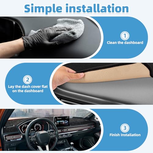 Image of Dash Cover Mat Compatible with Honda Civic 2022-2026 Non-Slip Dashboard Cover Mat Sunshade UV Rays Protector Interior Accessories
