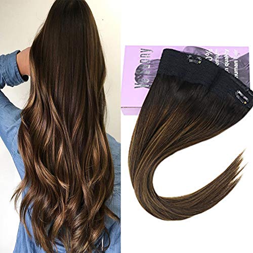 VeSunny Flip on Hair Extensions 20" Color #2 Darkest Brown Fading to #6 Chestnut Brown Mix #2 Brown Halo Hair Extensions 11" Width 80G/Set