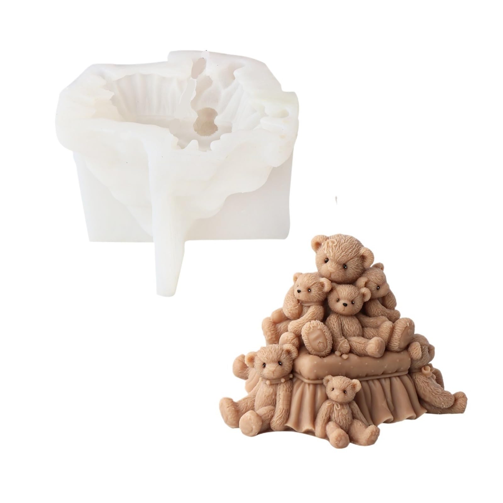 Stampo for candele in silicone fai da te a forma di orsetto, sapone in resina, gesso, profumate a animale, strumento for la creazione stampi, decorazioni for casa(Style-02)