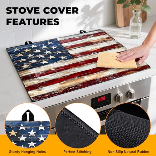 Image of Stove Top Cover for Home Decoration Kitchen Pad Washable Cooktop Covers Countertop Stove Protector Mat for Home Kitchen Cooktops (Flag, 30 inchx21 inch)