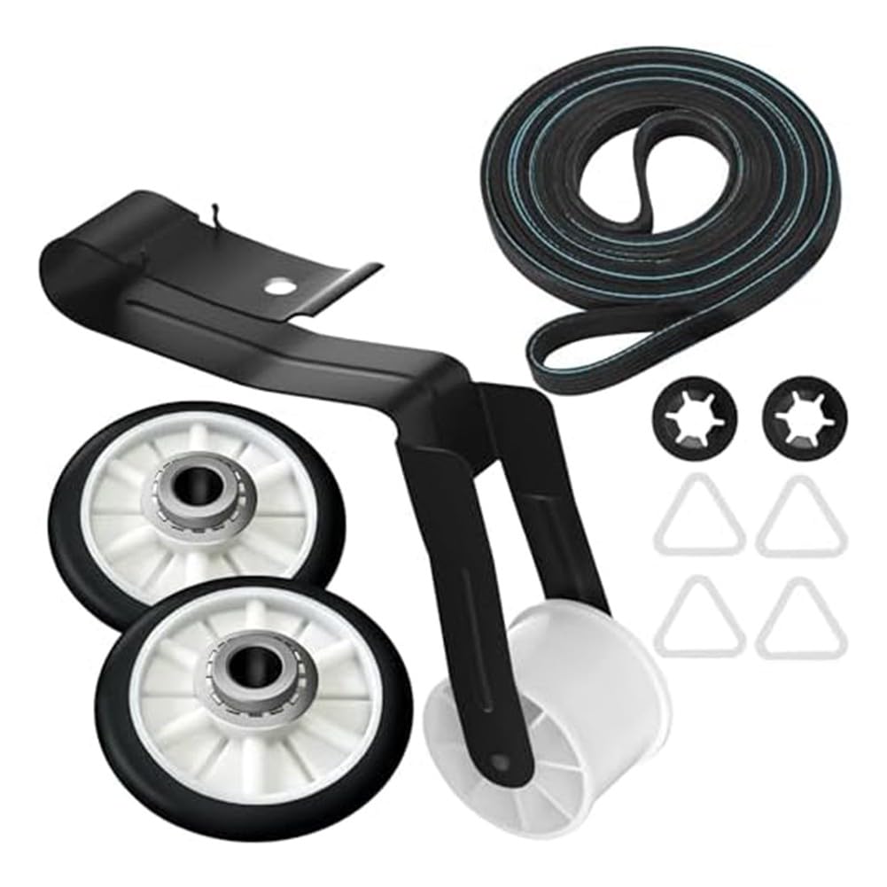 Trommelwalzen Spannrolle und Riemen Kit für Trockner 4392065 341241 Kompatibel mit mehreren Modellen Ersatz Wartungsset Schwarz