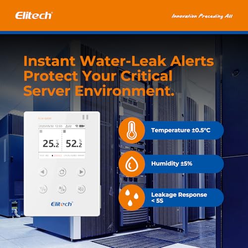 Image of Elitech WiFi Temperature and Humidity Data Logger, 2.4GHz /5GHz Real-time Monitor with Water Leak Detector, Cloud Storage, App and Email Alerts, Includes 10M Patch Cord, RCW-800W-WI, -40F to 176F