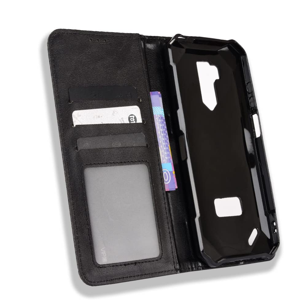 XITEN Cover per Ulefone Armor X9 PRO(Armor X9) Custodia, retrò Flip Magnetica Pelle PU/TPU Portafoglio, Nero