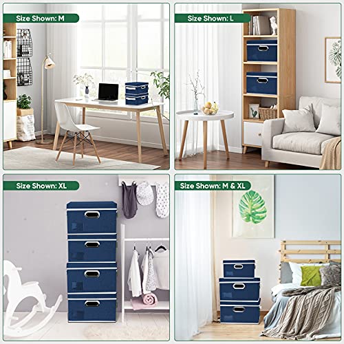 Baleine Storage Bins With Lids, Foldable Linen Fabric Storage Boxes With Lids, Collapsible Closet Organizer Containers With Cover For Home Bedroom Office (5 Pack Blue Extra Large) #TOP4