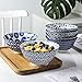 Selamica Blue and White Porcelain 20oz Cereal Bowl Set - Set of 6, 6 inch Soup Bowls, Ceramic bowls for Cereal, Soup, Salad and Pasta, Vintage Blue
