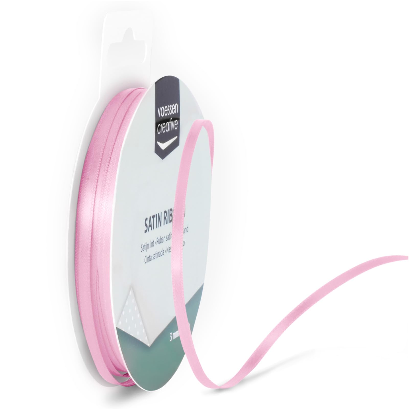 Vaessen Creative Satin Ribbon, 3mm x 10m, Elegant Shine for Card Making, Scrapbooks, Gift Wrapping and Other Craft Projects Light Pink