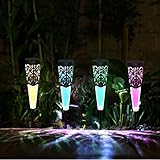 Anordsem Solar Lights Outdoor, 4PCS Solar Garden Decor Lights with Color Changing&Warm White 2 Modes
