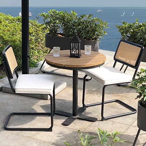 Meetleisure Patio Dining Chair Set Of 2 With Waterproof Design Fabric For Outdoor Mid-Century Modern Chairs With Metal Chrome Legs, Armless Mesh Back Cane Chairs, Home Dining Accent Chairs, Beige #TOP9