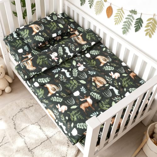 Image of JISEN 3 Piece Crib Bedding Set for Baby Boys Girls Bear Green