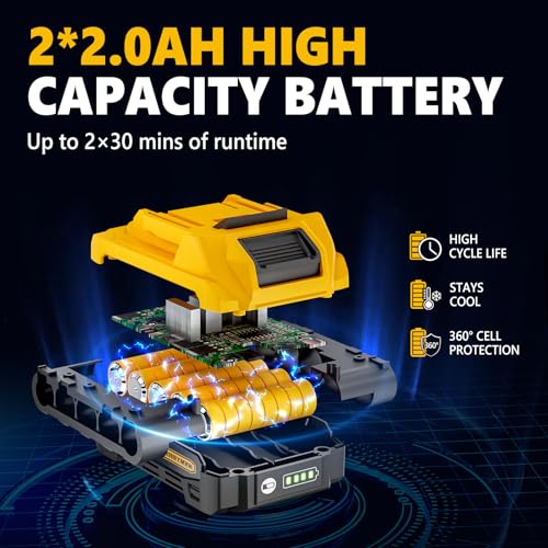 Alloyman 2D-LLJ-11-25 20V Max Pole Hedge Trimmer,Telescoping Pole Hedge Trimmer,With 2 Packs 2.0Ah Batteries & Charger,8 Feet Hedge Trimmer thumb #5