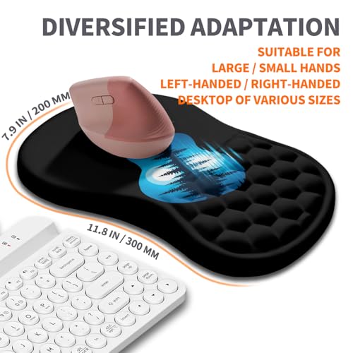Image of Ergonomic Joint Wrist Support Mouse Pad with Memory Foam Cushion Massage Bump, Carpal Tunnel Pain Relief Mousepad Slope Design for Wrist Rest, 11.8x7.9 in, Guitar