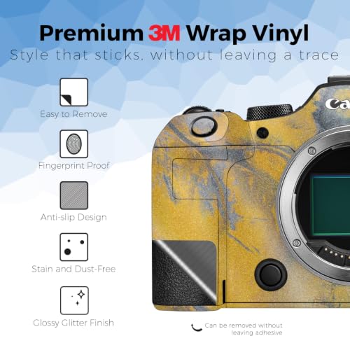 Image of Glossy Glitter Camera Skin Compatible with Canon EOS R6 Mark III (2025) - Yellow Spill - Premium 3M Vinyl Protective Wrap Decal Cover - Easy to Apply | Crafted in the USA by MightySkins