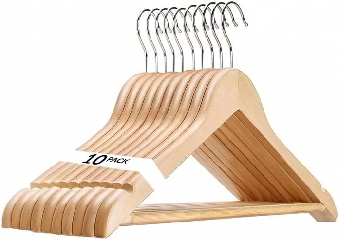 Durable Essentials Plastic Hangers – Pack of 20 Slim, Heavy-Duty, Wood-Like Design with Non-Slip Surface, 360° Rotating Rust-Resistant Hook for Space-Saving