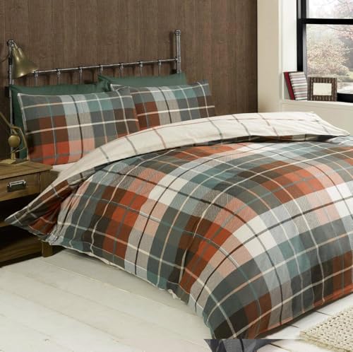 Rapport Lomond kariert 100% Gebürstete Baumwolle Bettbezug-Set, Terracotta, King