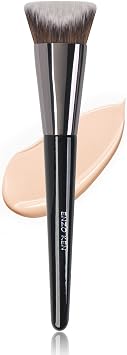 Angled Foundation Brush by ENZO KEN, Double Sided Cream Contour Brush, Dual Sided Dense Cream Foundation Makeup Brush, V Cut Liquid Blush Bronzer Brush Firm- Concealer Highlighter Facial Creme Wet Cosmetics Blending 822-L-Black