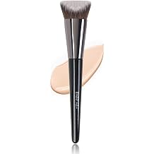 Angled Foundation Brush by ENZO KEN, Double Sided Cream Contour Brush, Dual Sided Dense Cream Foundation Makeup Brush, V Cut Liquid Blush Bronzer Brush Firm- Concealer Highlighter Facial Creme Wet Cosmetics Blending 822-L-Black