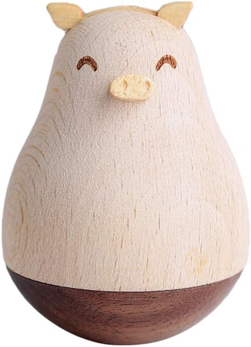 VOSAREA Wooden Roly Poly Toy Animal Tumbler Toy Wobbling Crafts Balancing Desktop Ornaments for Kids Toddler Infant Baby