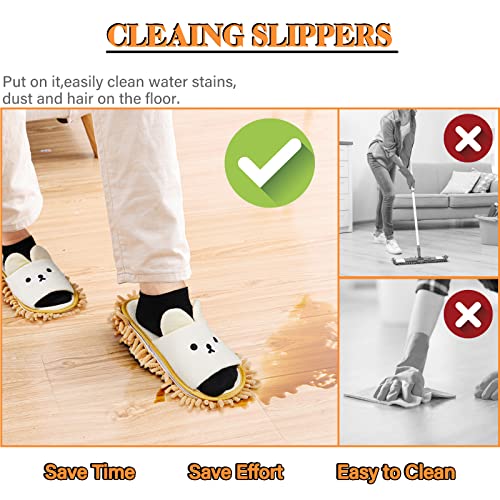 Liitrton 1 Pair Detachable Mop Slippers Shoes Microfiber Chenille Soft Comfortable Dust Dirt Hair Cleaner (Beige) #TOP2