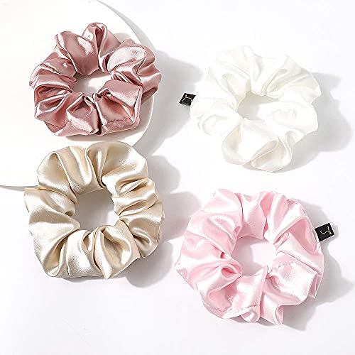 Image of Scrunchies Women Hair Ties - Big Silk Satin Scrunchy Hair Bands Elastic Hair Accessories Soft Large Scrunchies For Vsco Girl Women LOBAB-007