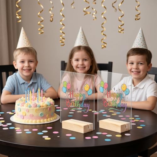 Image of Bercoor 5 Pack 4x6 Inch Blank Clear Acrylic Sign with Wooden Stands, Rectangle Top Acrylic Sheet, DIY Acrylic Rectangle Table Numbers for DIY Name Card Gifts Event Party Sign Decoration